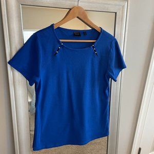 Rafaella Women's Royal Blue Short Sleeve Top Blouse Size M